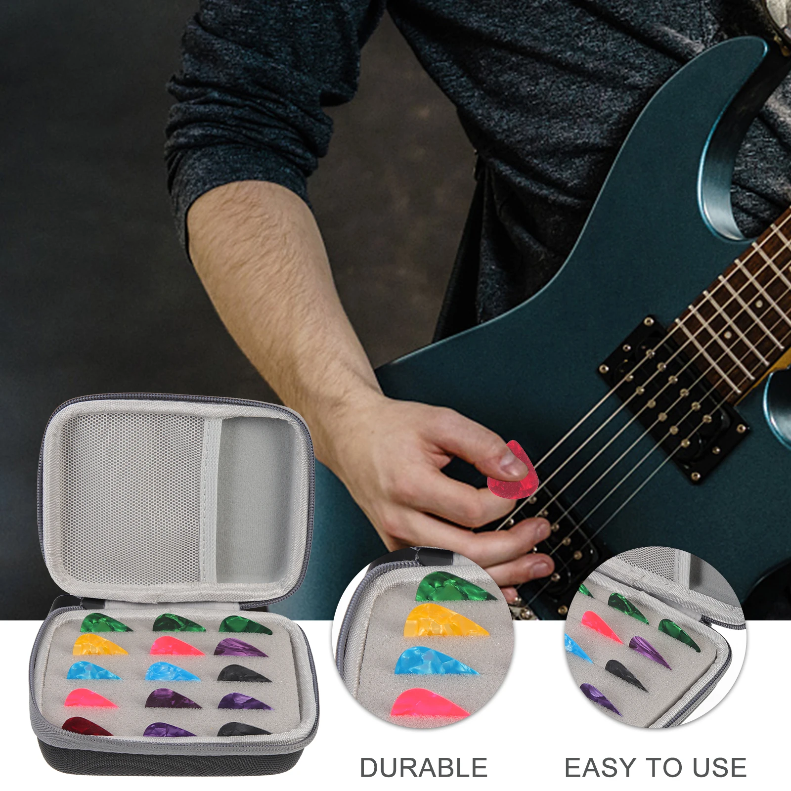 

1 set 1 Set Of Durable Ergonomic Guitar Picks Storage Bag Finger Protection Case For Electric Folk Stringed Instruments Plastic