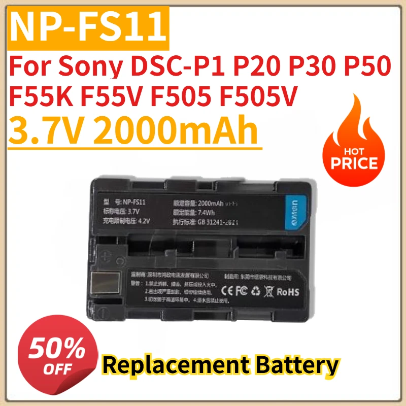 

High Quality New NP-FS11 Camera Battery 3.7V 2000mAh for Sony DSC-P1 P20 P30 P50 F55K F55V F505 F505V
