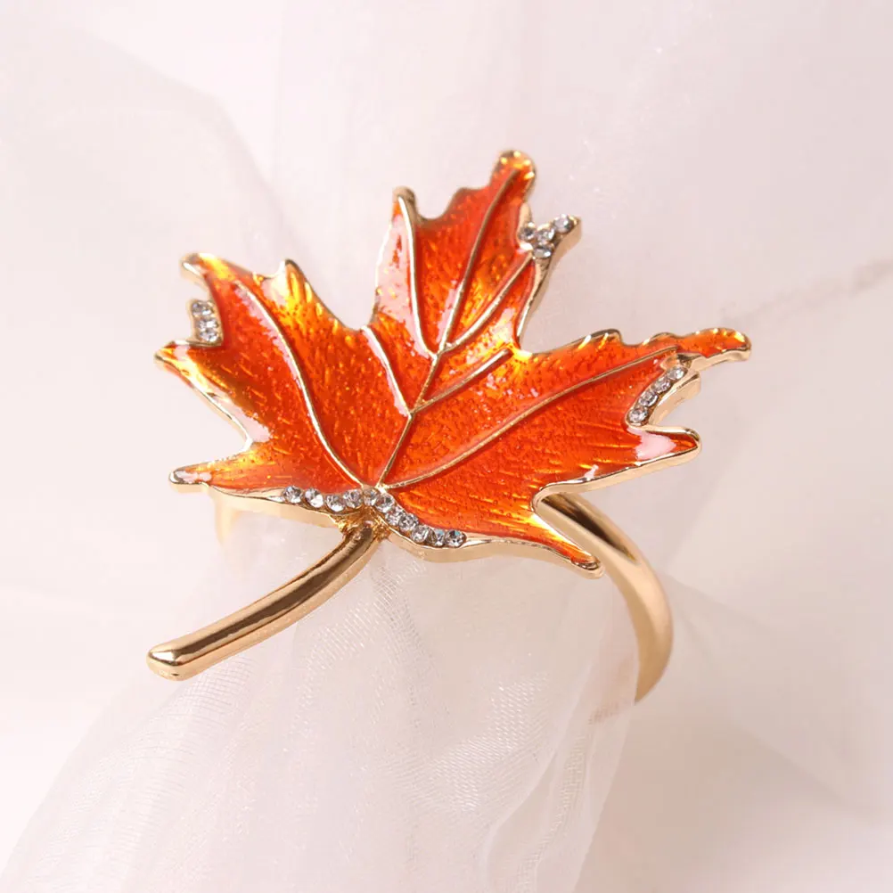 

4 Pcs Napkin Rings Maple Leaf Zinc Alloy Elegant Tableware Decor Thanksgiving Gifts Farmhouse Buckles Home Bar Decor