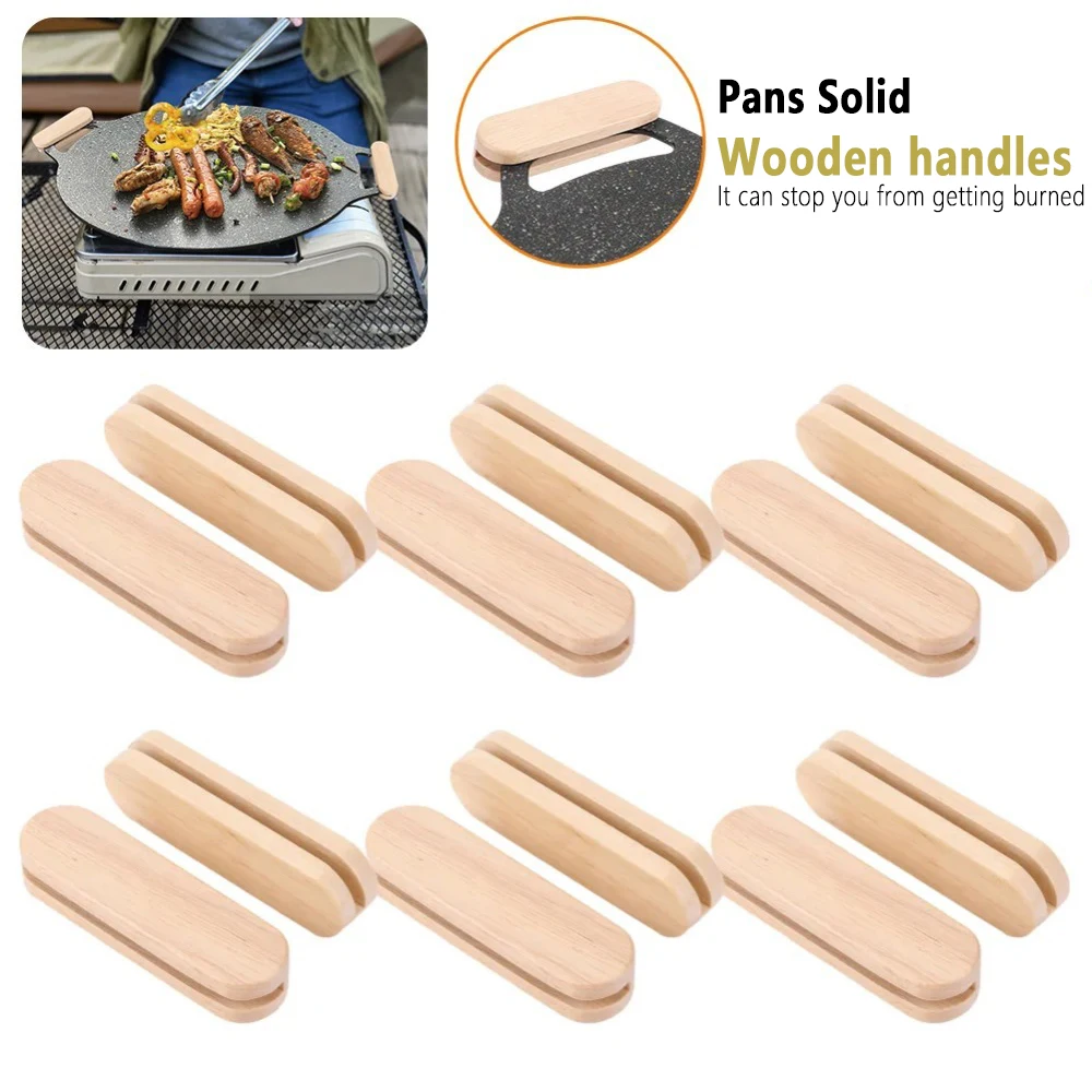 Massivholz Grill pfanne isolierter Griff hitze beständiger tragbarer Grill platten griff Holz isolierter Griff für Kochgeschirr Bratpfanne