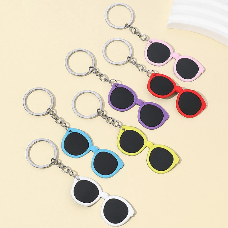 

Cute Hip Hop Silicone Glasses Keychain Pendant Sunglasses Keyring Couple Backpack Charms Car Bag Decor Gifts