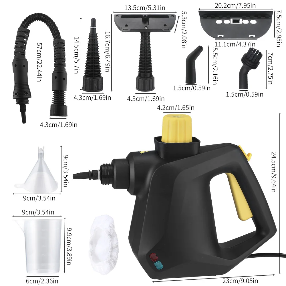 Ручной высокотемпературный пароочиститель с распылителем высокого давления с 9 аксессуарами, подходящим для спален, кухонь и автомобилей