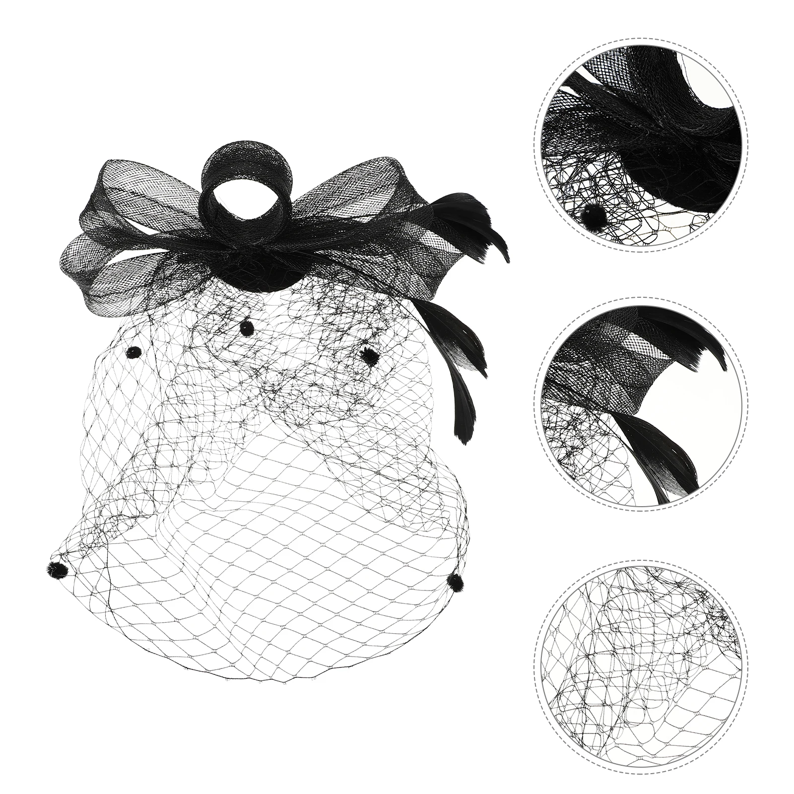 

Wedding Bridal Mesh Barrettes Headbands Fascinator Hat Black Iron Women Tea Party Birdcage Veil Hair Accessories Premium