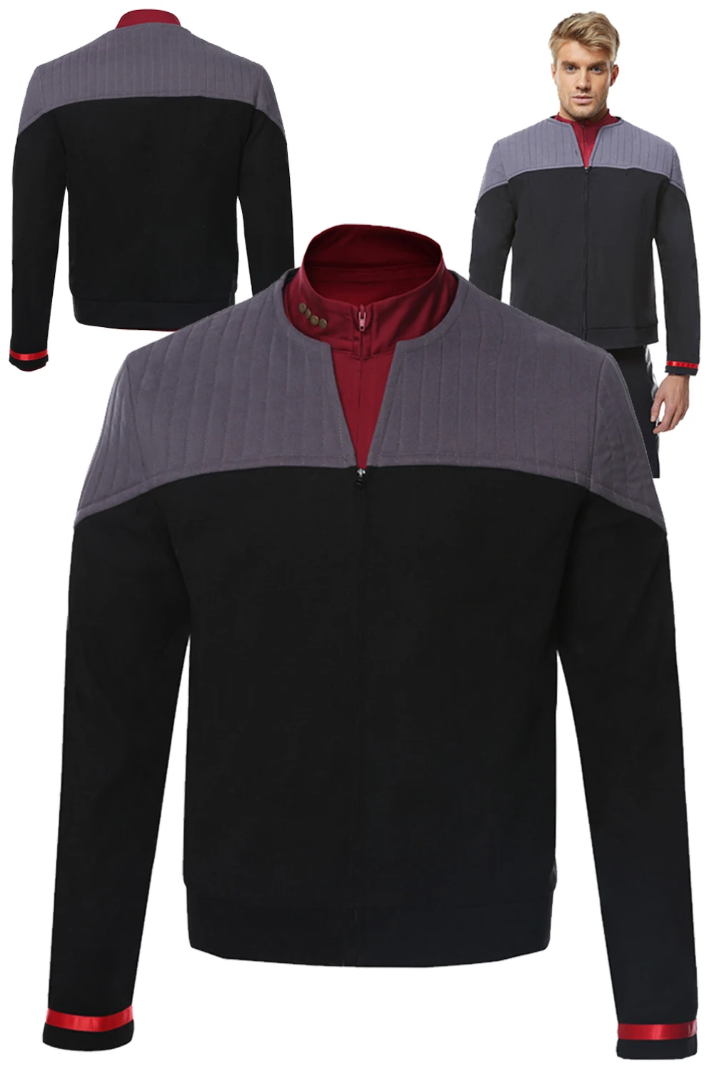 Filme espaço viagem role play luc cosplay picard disfarce traje masculino roupas adulto masculino fantasia vestir-se roupas de festa