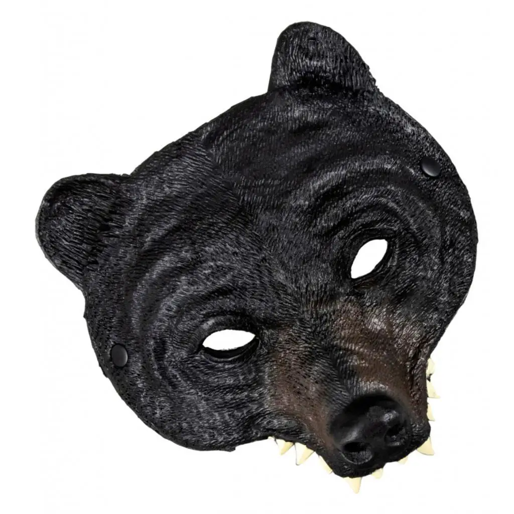 Máscara de oso negro, novedad suave, accesorio de disfraz de PU, máscara de Cosplay de oso, máscara de media cara para fiesta de puesta en escena de vacaciones