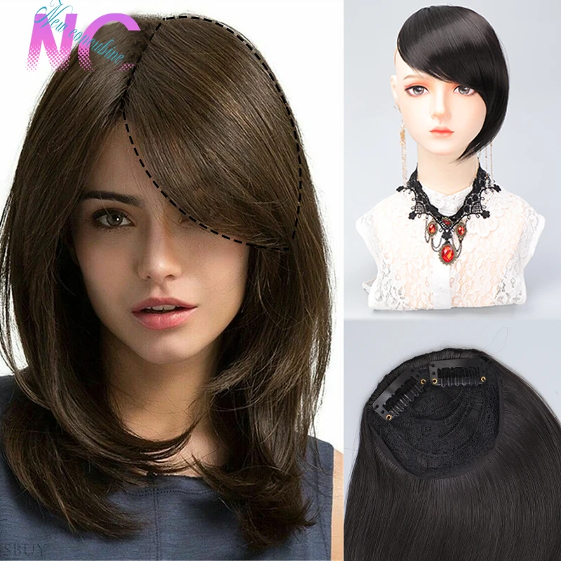 

New Concubine Synthetic Bangs Wig Clip On Woman's Hair Natural Black Hair Extension With Rayon Bangs Straight Hair