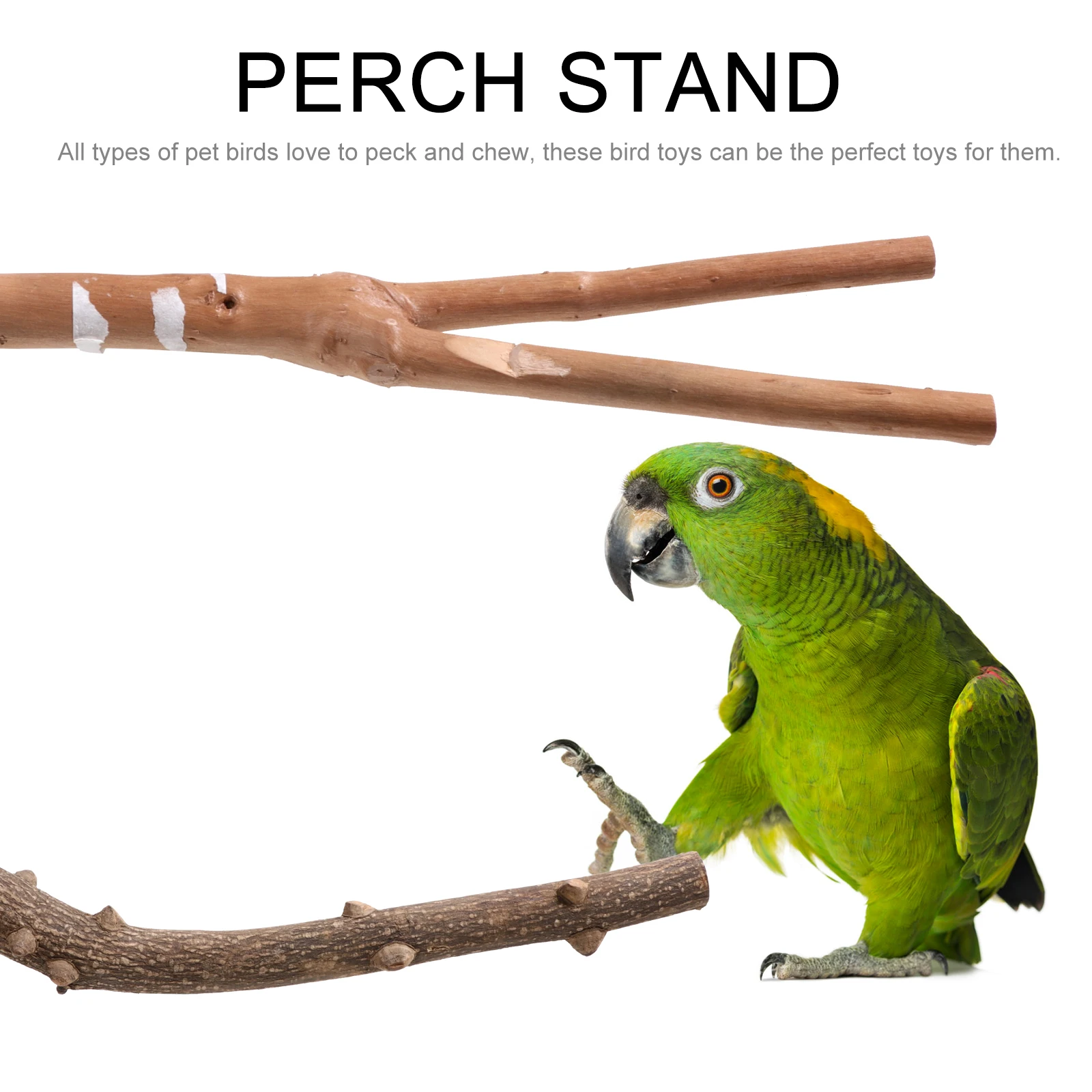 

2 Pcs 20cm Pepper Wood Perch Natural Wood Toys Durable Safe Chewable Bird Cage Parrot Stand Accessories Pet Supplies