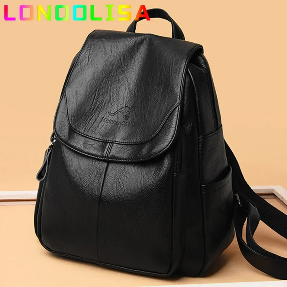 Back Pack 2024 Women Leather Backpacks Female Bagpack Ladies Travel Backpack Mochilas School Bags for Teenage Girls Sac A Dos