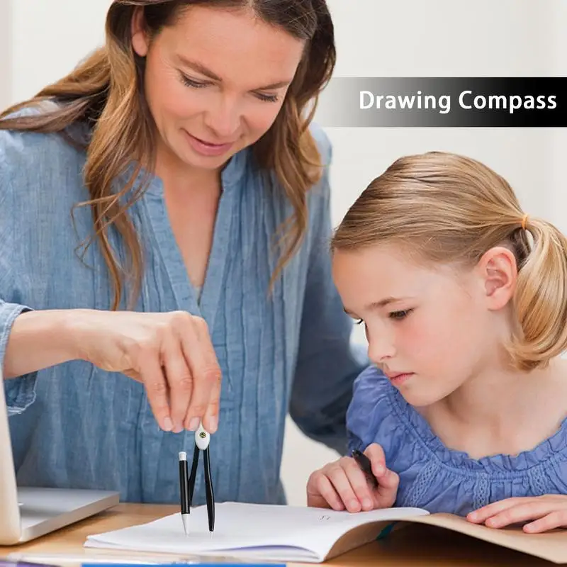 Draft Compass Metal Compass With Shatterproof Storage Box Pencil Holder Stainless Steel Circle Compass Drafting Tools Geometry