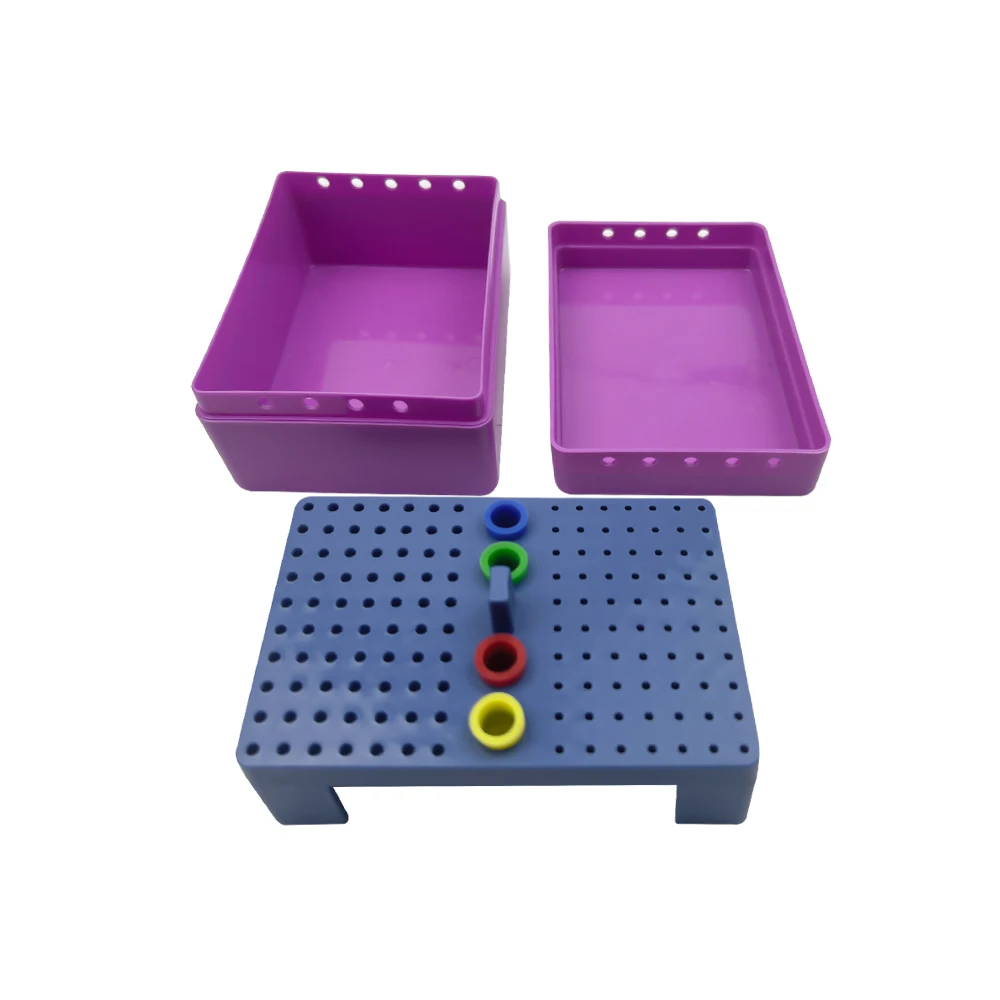 144 Holes Dental Bur Box Stand Block Endo Box for High-speed Dental Burs Disinfection Box Autoclavalbe Sterilizer Endo Files Cas