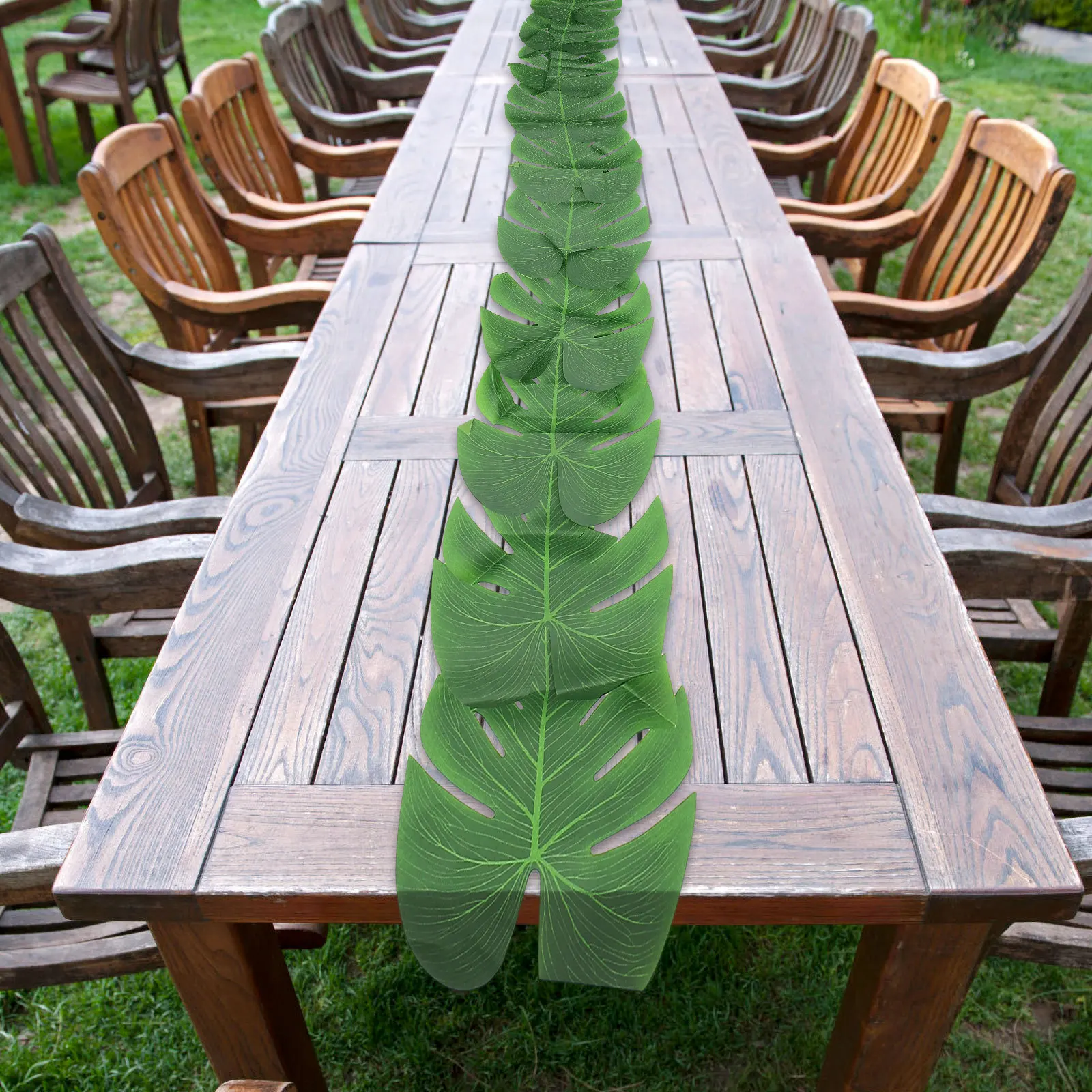 

Hawaii Party Table Runner Simulation Palm Leaf Decorative for Banquet Picnic Outdoor Events Reusable Table Cover Elegant Leaves