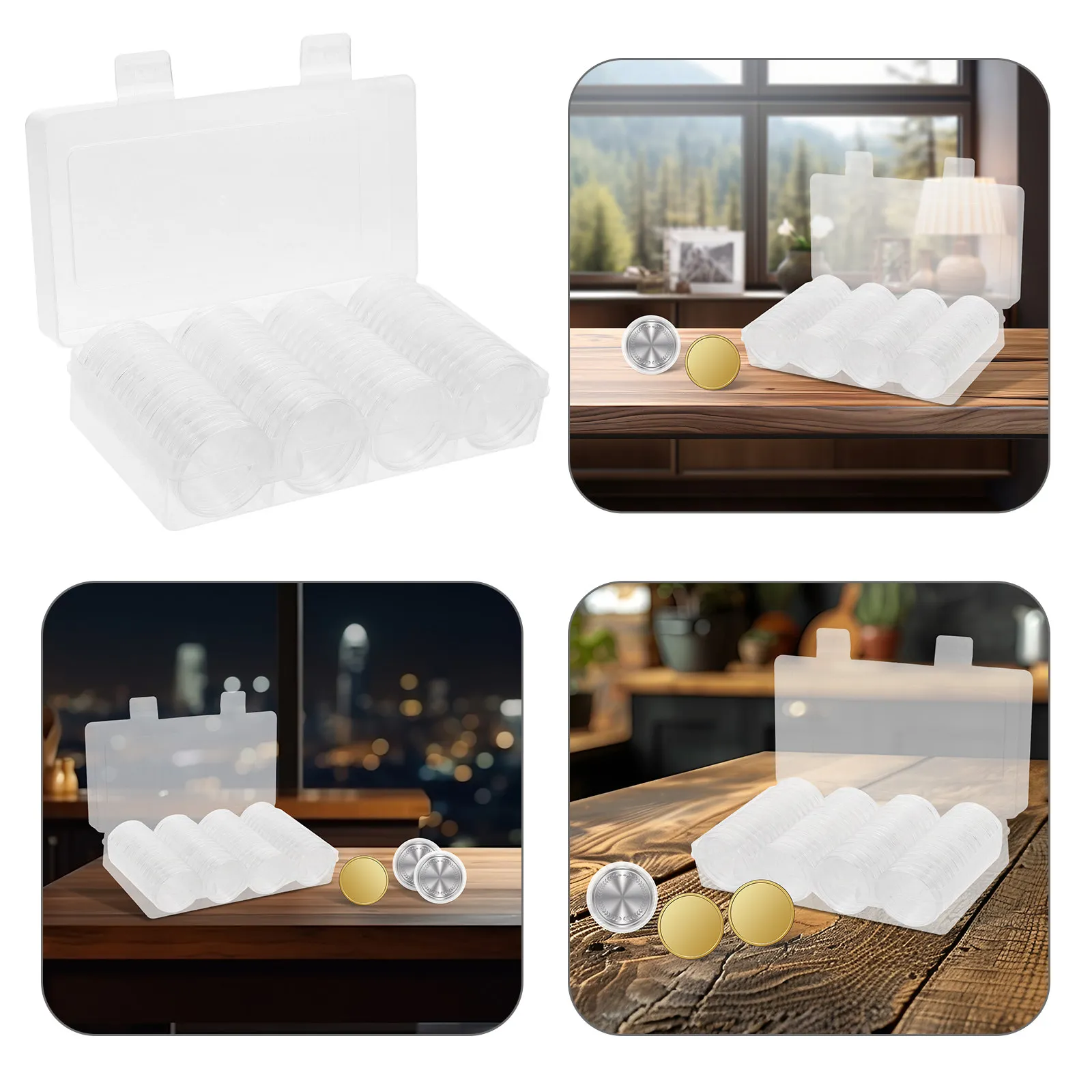 1Set Plastic Coin Storage Box Transparent Coin Holder Organizer Collector Display Case Storage Protector for Collecting Coins