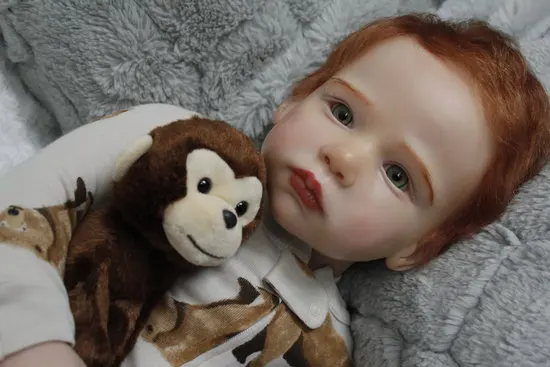 FBBD Custom Made By ShanShan 28inch Reborn Baby Doll Lily Boy Version Red Hand-Rooted Hair Already Finished Doll