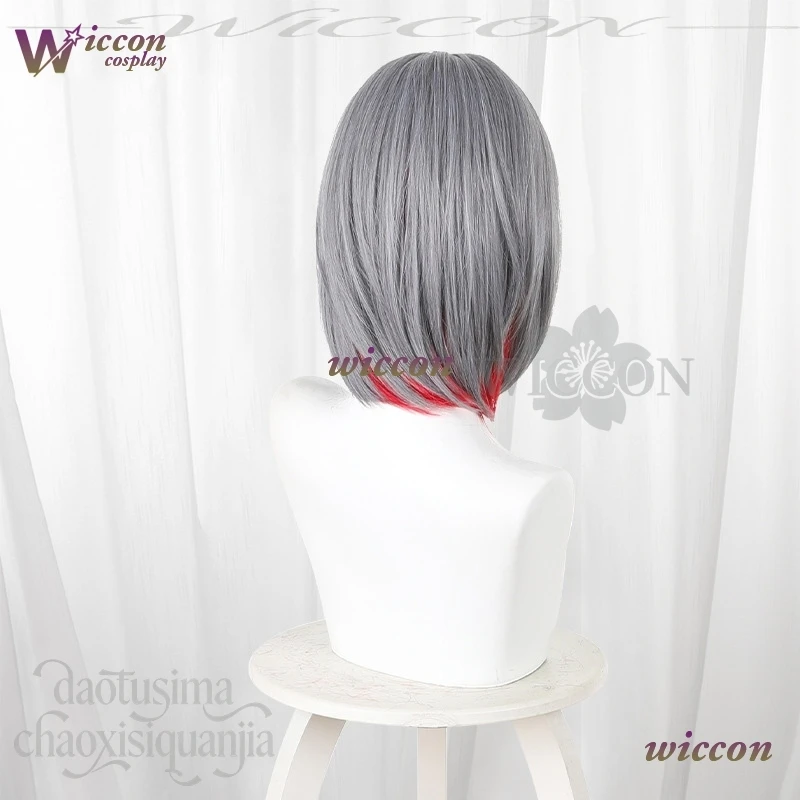 Ynot أنيمي ماهو شوجو نو ماجو سايبان كوسبلاي شيتو أريسا شورت رمادي باروكات أحمر يسلط الضوء على الشعر الاصطناعي عيد الميلاد والهالوين