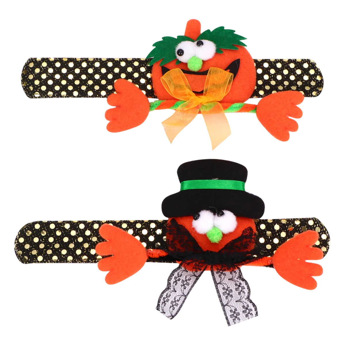 

2 Pcs Wrist Bands Pumpkin Patting Circle Party Wristbands Ring Slap Bracelets for Kids Orange Halloween Strap Child