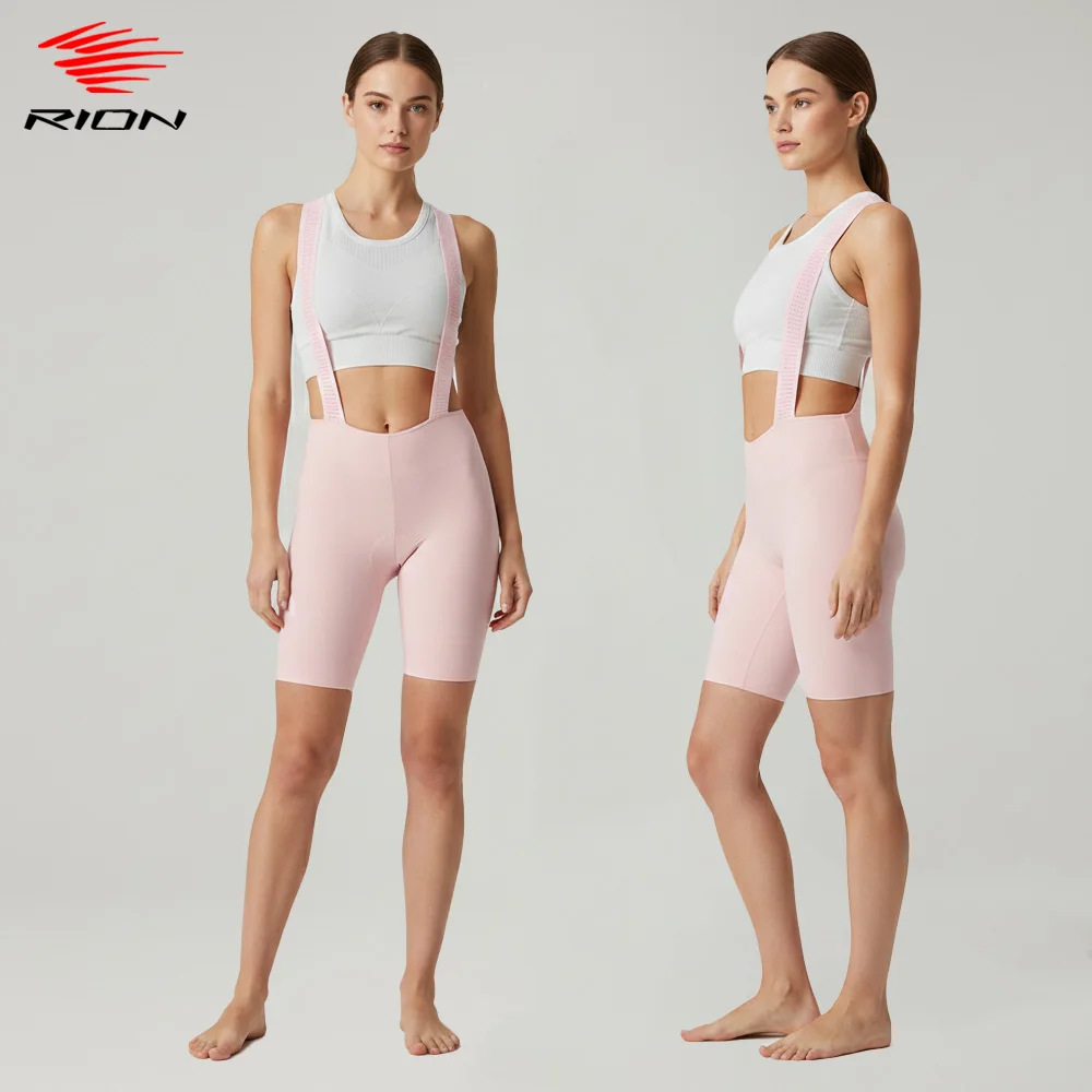 RION Cycling Bib Shorts Women MTB Tights Mountain Bike Overalls Bicycle Biker Bibs 6H Medium Distance Riding Seamless Leg Famale