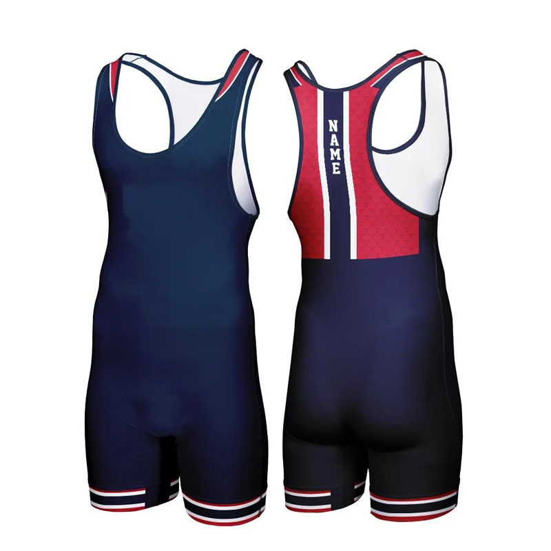 USA Wrestling Singlets Weightlifting Suit Boxing One Piece Bodysuit Iron Men Gym Sport Fitness Skinsuit PowerLifting Wear