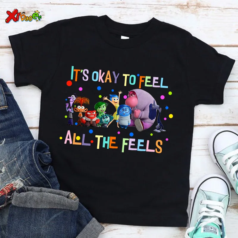 Inside Out 2Shirt Birthday T-shirt Children's Summer Tshirt Boys Girls Short-Sleeved T Shirts Casual Clothes Cartoon Image Shirt