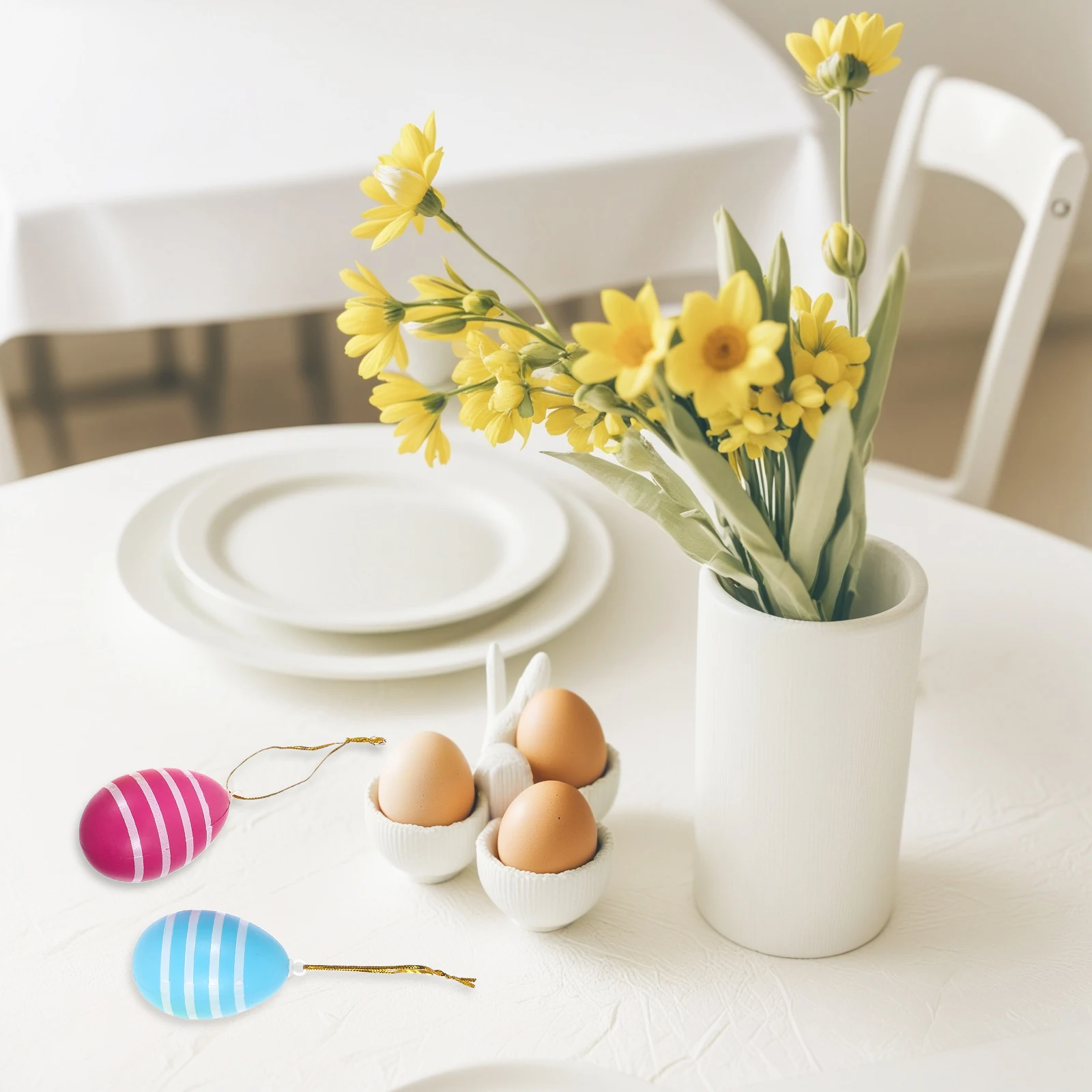 

12 PCS Easter Egg Decoration Craft Eggs Small Tree Ornaments Plastic Crafts Diy Basket Fillers