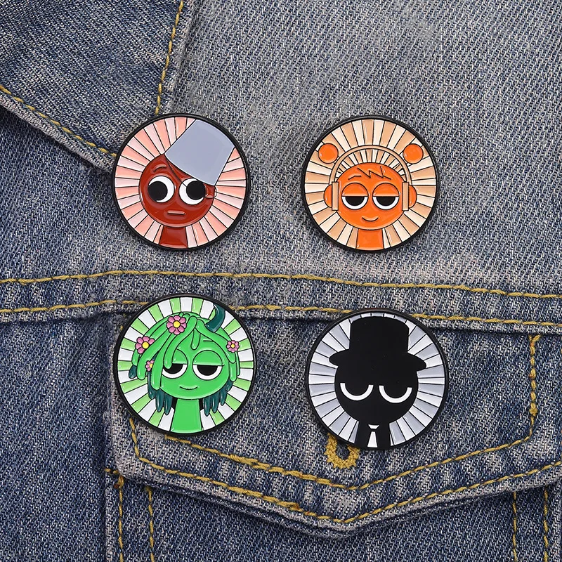 Radiação listrado pequeno homem broche redondo engraçado óleo gotejamento broche novo criativo mochila crachá roupas acessórios presente