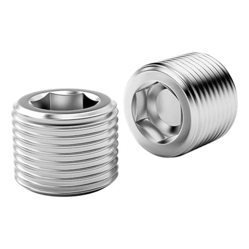 Pipe Plug Parts Combo Kit, 1/8 Inch 1/4 Inch 3/8 Inch 1/2 Inch 3/4 Inch NPT Male Hexagonal Thread Socket Pipe Plug