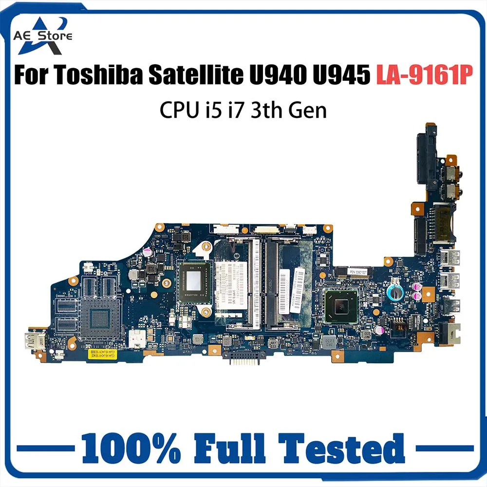 

VCUAA LA-9161P K000141040 K000136100 Mainboard For Toshiba Satellite U940 U945 laptop Motherboard With CPU i5 i7 3th Gen DDR3