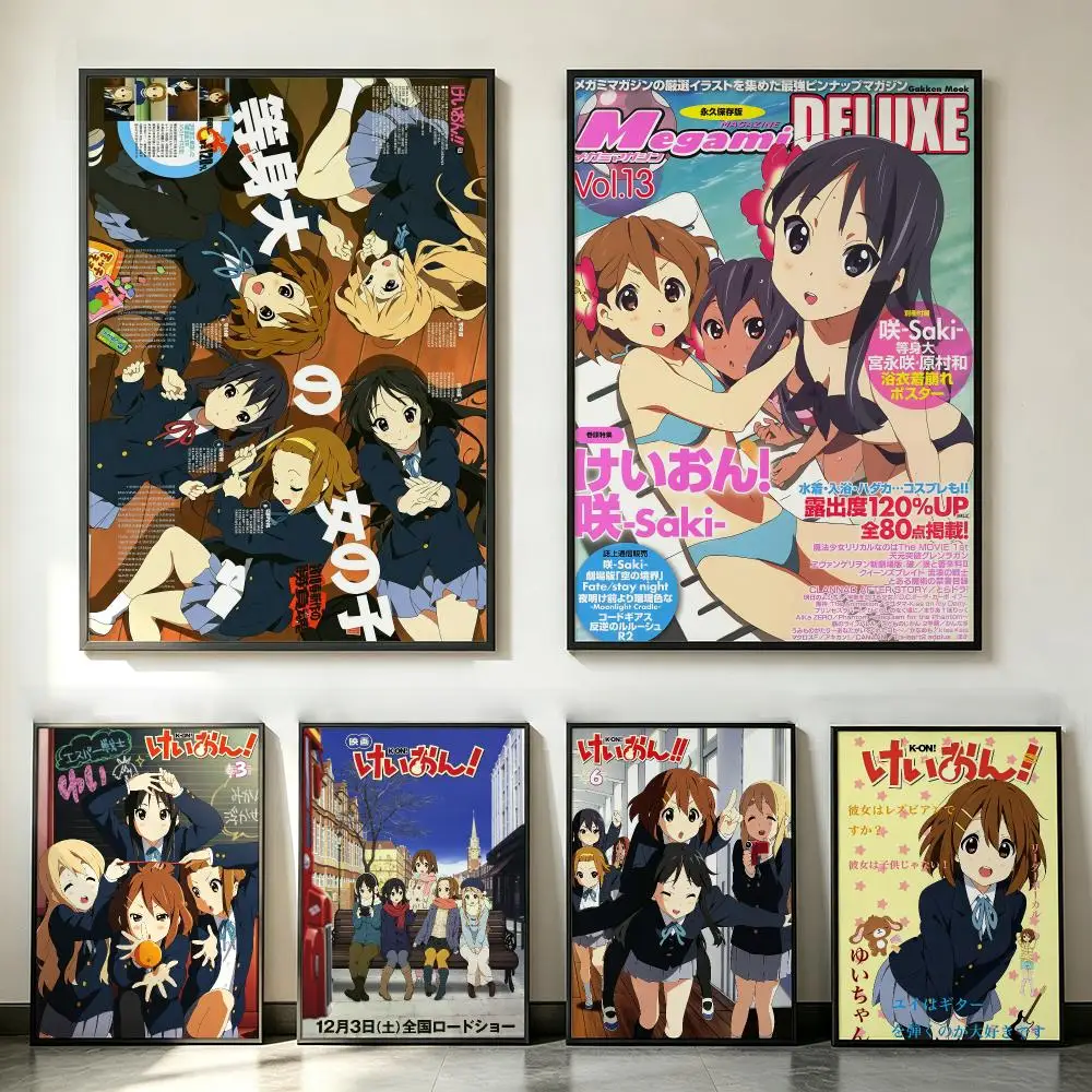 Anime K-On! Poster Poster HD Trendiger Selbstklebender Wandkunstdruck für Wohnzimmer, Schlafzimmer, Studentenwohnheim, Büro, Zuhause, Geschenk