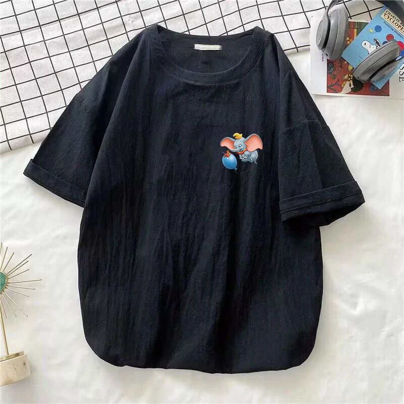 

Dumbo Men Women Summer Clothing Casual T-shirt Tees Tops Washed Cotton T Shirt Streetwear Short Sleeve Tshirts