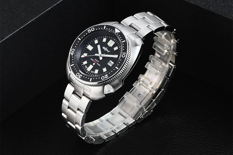 HEIMDALLR Retro Herren-Taucheruhr Stahl/Gummiarmband 20Bar Wasserdicht C3 Leuchtende Keramik-Lünette Saphirglas 2115 Quarz-Uhrwerk – Detail 15