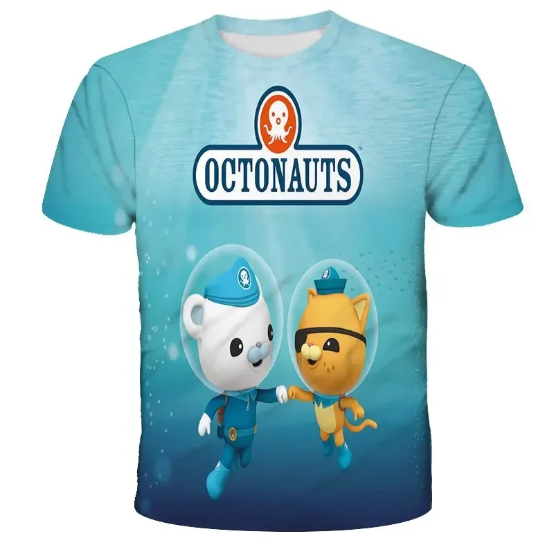 3d impressão t-shirt com octonautas para menino e menina, t-shirt de manga curta com colar redondo, presente engraçado para crianças, verão