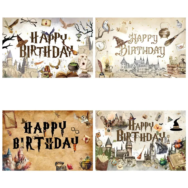 ماجيك كاسل مدرسة حفلة عيد ميلاد ديكور خلفية الساحر هالوين الاطفال استحمام الطفل لوازم الحفلات راية صور الدعائم #2