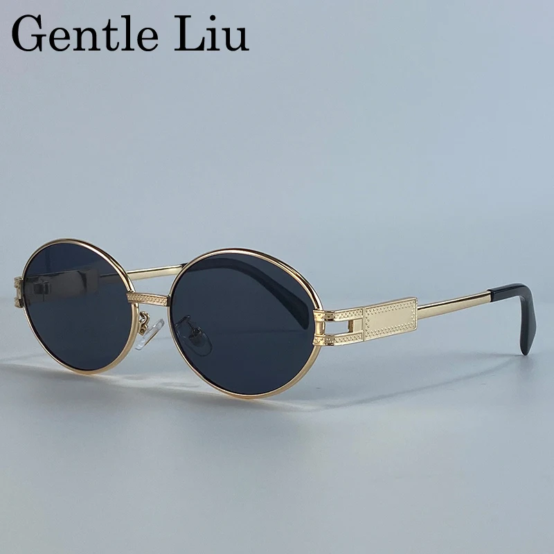 

Vintage Punk Oval Sunglasses Women 2025 Luxury Brand Round Metal Frame Sun Glasses Fashion UV400 Outdoor Eyewear For Lady Shades