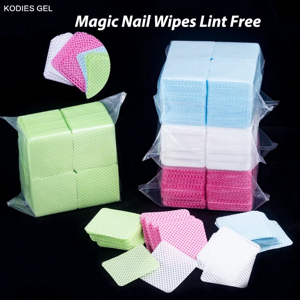 Kodies gel 250/500 pçs removedor de cílios almofadas toalhetes de papel de algodão lint livre maquiagem toalhetes de unhas lash cola garrafa ferramentas de limpeza de boca