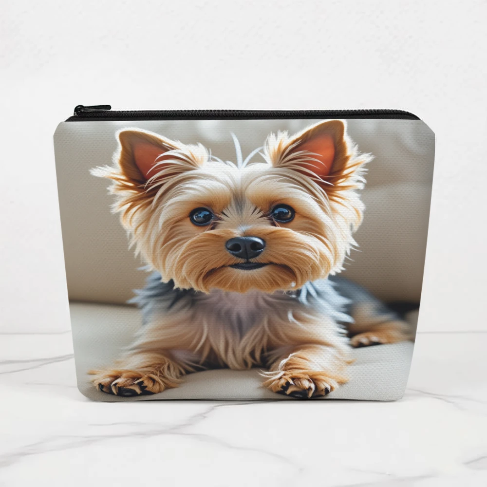 Yorkshire Terrier Dog Portrait Print Makeup Bags for Girls Cosmetic Pouch Toiletry Bag Pencil Case Travel Storage