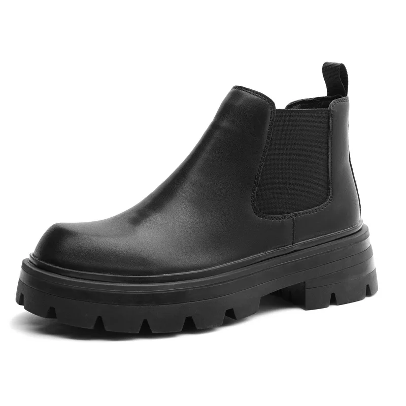 

Мужские повседневные деловые офисные ботинки на платформе, слипоны из натуральной кожи, ковбойские ботинки на весну и осень, стильные ботинки челси, мужские ботинки