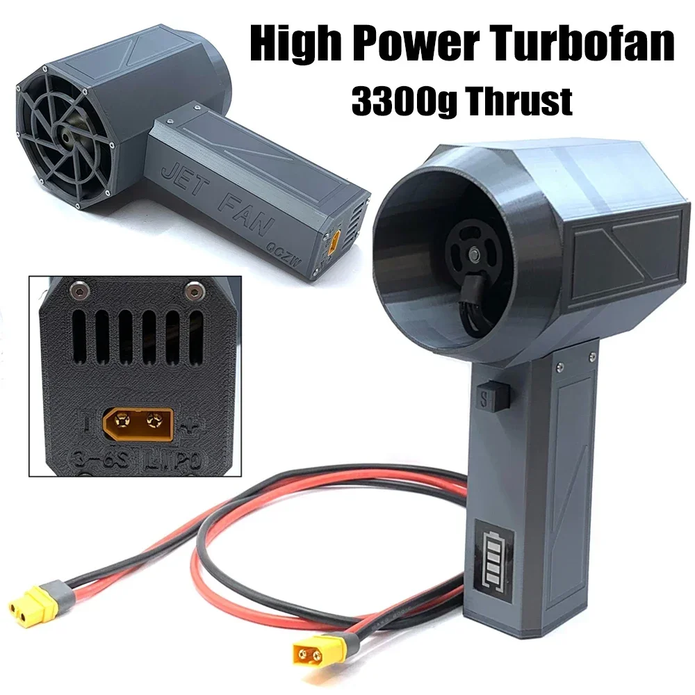 2000W High Power Turbofan 3300g Thrust 70mm Brushless Motor Air Duster XT60 Interface Powered Dust Blower Cordless Jet Fan