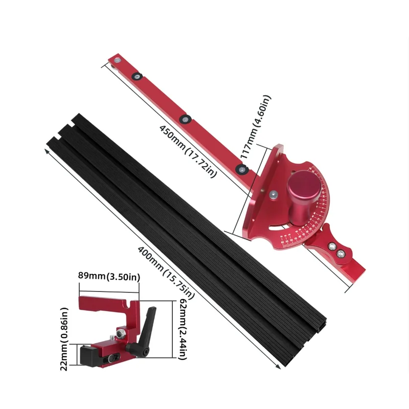 1Zestaw precyzyjnych mierników ukośnych do piły stołowej Teleskopowe 50 do 87 CM Aluminiowe ogrodzenie ukośne Repetitive Cut Flip wStop Narzędzia do obróbki drewna