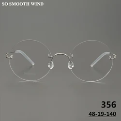 Denmark Brand Rimless Round Glasses Frame 356 Ultralight Men Screwless Titanium Eyeglasses Frames Spectacles Women Eyewear Gafas