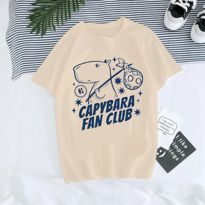 Women Capybara T Shirt Unisex Cartoon Manga Kawaii Tops T-shirt Funny Animals Fashion Tees Casual Harajuku Graphic Tshirt Female