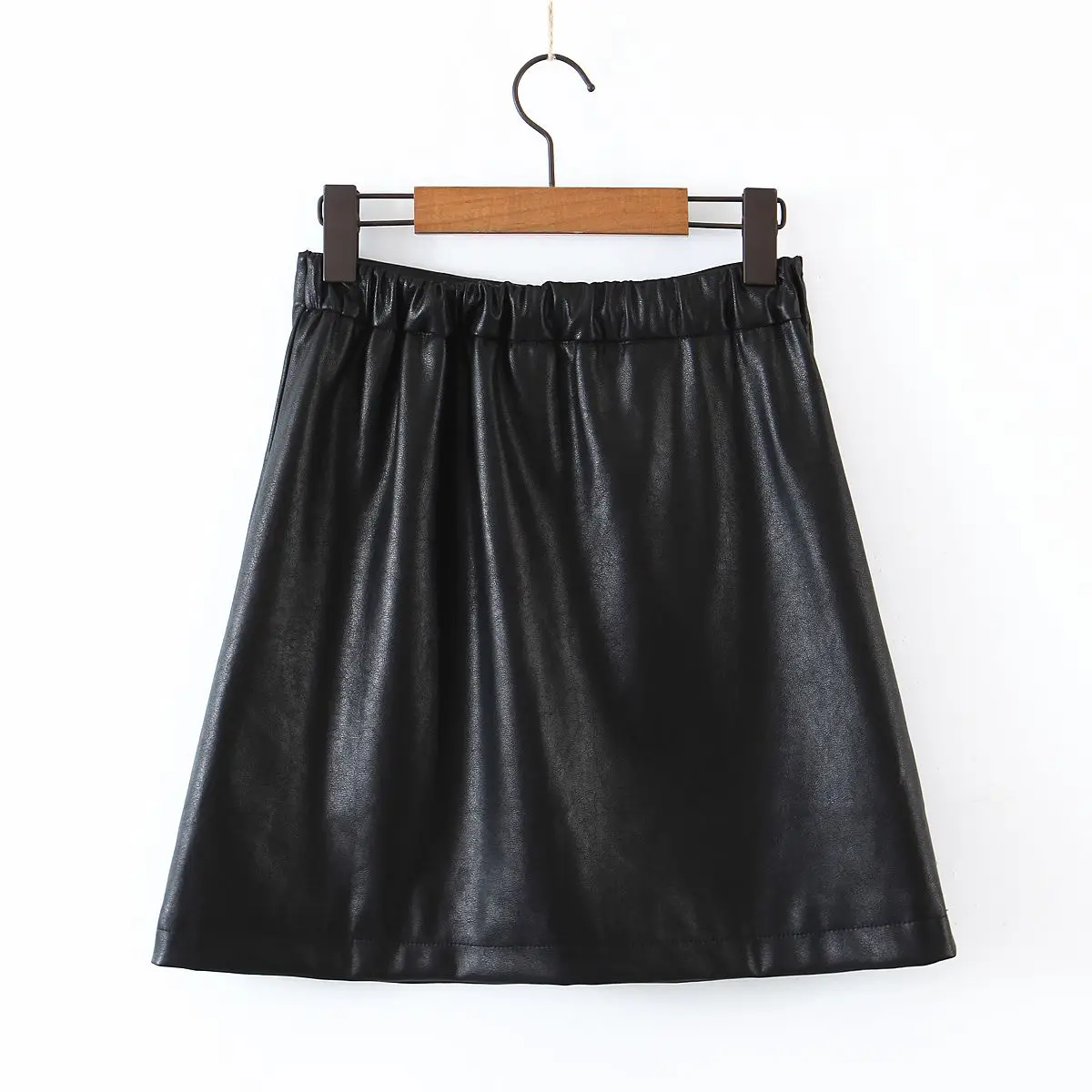 2023 Autumn Good Quality Womens Plus Size Casual Clothing Curve Printed A-Line High Waist Pu Leather Skirt N7792