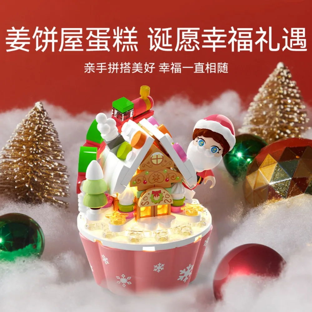 Christmas Tree Cake Building Blocks Classic Popularity Representative Snowman Gingerbread House Assembly Model Toy Holiday Gift