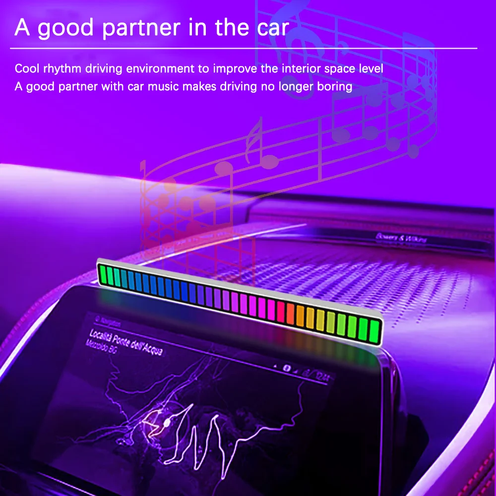 16 LED Plug in With APP Wireless Sound Activated RGB Light Bar Music Pickup Voice Lights Ambient Lamp Aesthetic Game Room Decor