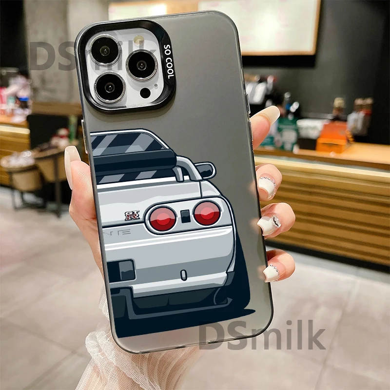 JDM CAR Phone Case for iPhone 16 15 14 13 Pro 12 11 Pro Xs X XR Max 8 7 SE Laser Hard PC+TPU Cases Back Cover
