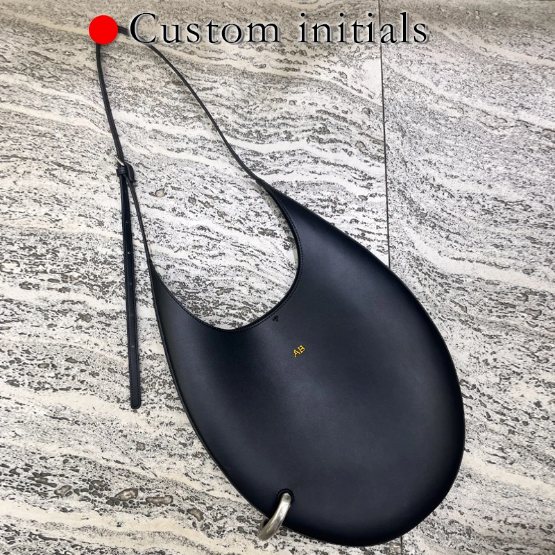 

Кожаные сумки в форме полумесяца на заказ для женщин, роскошная дизайнерская сумка-кошелек, 2026, новинка из воловьей кожи, металлический лист, подмышки на плечо