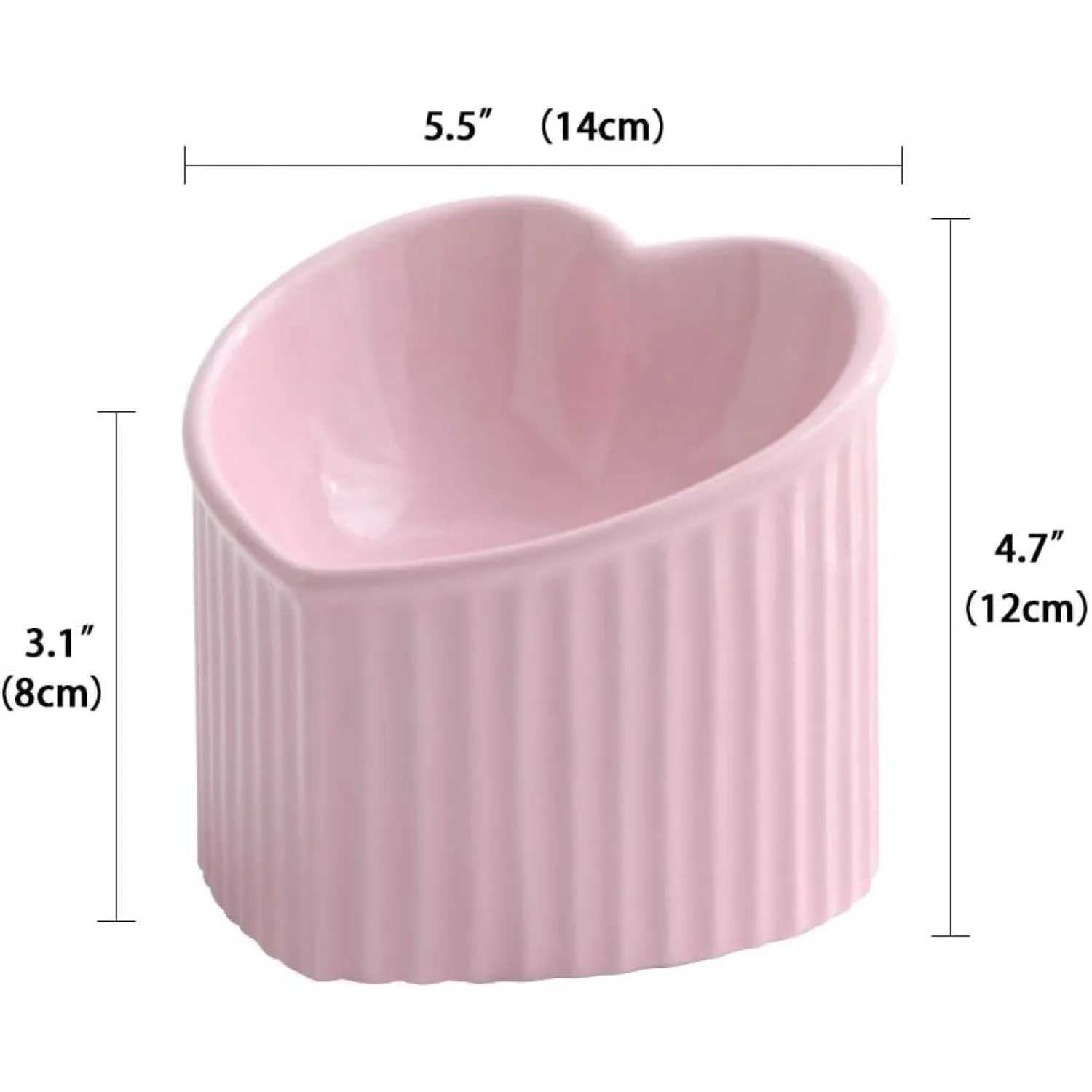 Pink Ceramic Raised Cat Bowls Elevated Tilted Food and Water Bowls for Indoor Cats Anti Whisker Fatigue Dishwasher Safe