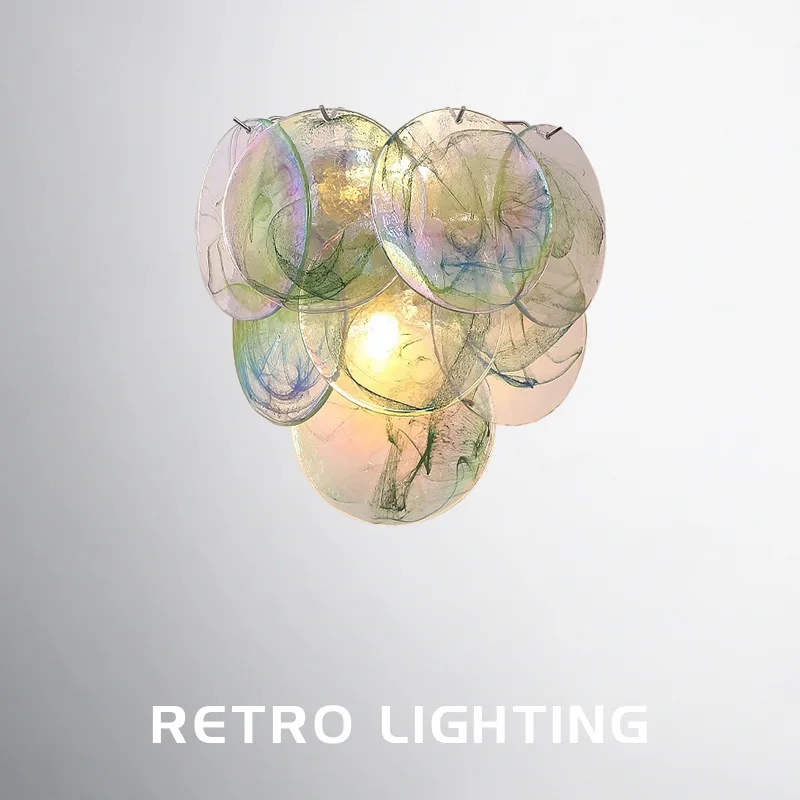 

French light luxury retro Murano bedroom bedside lamp wall lamp medieval handmade background wall aisle