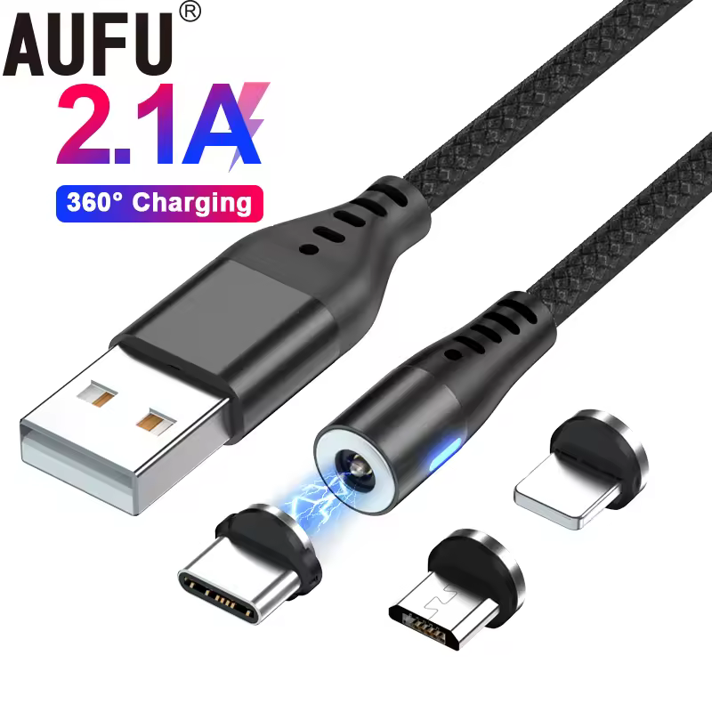 AUFU câble de chargement USB magnétique USB Type C câble de téléphone aimant chargeur de téléphone Micro USB pour iPhone 12 13 Pro Max pour Xiaomi