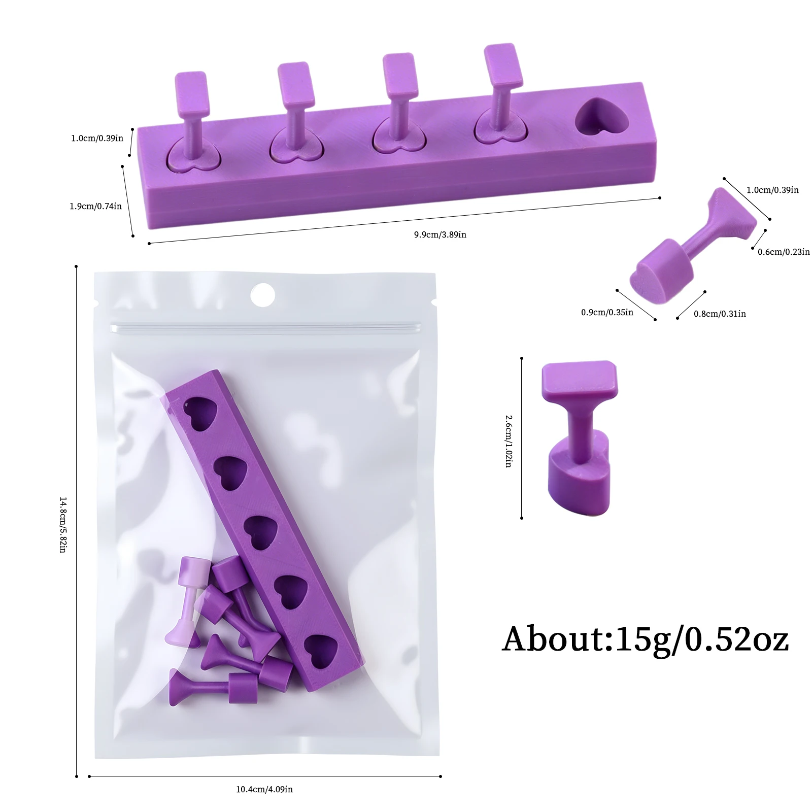 Herzförmiger Nagelhalter - Nicht-Magnetischer Weißer Acryl-Nagelständer, Übungsbasis & Präsentationsständer, Nagelkunst-Werkzeuge für Maniküre DIY – Detail 9