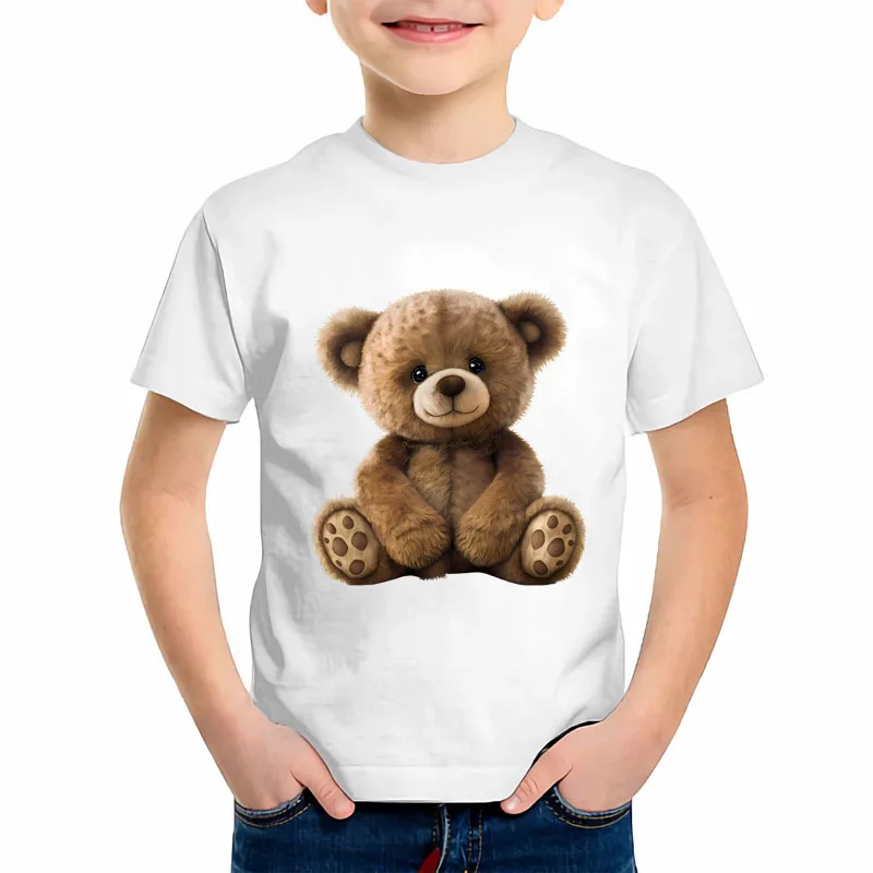 Cartoon Plush Teddy Bears DTF Heat Transfer Stickers For Children Clothes Iron On Washable Patch Funny Parent Child Costume DIY
