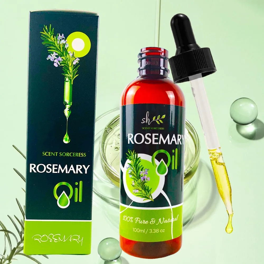 Rosemary Essential Oil (100 ml) with Glass Dropper -Authentic & Premium Oil, Great for Hair Care, Skincare, Massage Aromatherapy